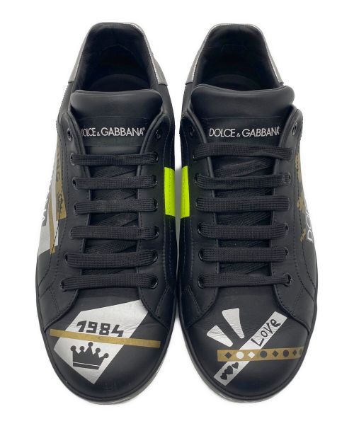 DOLCE & GABBANA（ドルチェ＆ガッバーナ）DOLCE & GABBANA (ドルチェ＆ガッバーナ) 1984 レザー ローカットスニーカー ブラック サイズ:8の古着・服飾アイテム