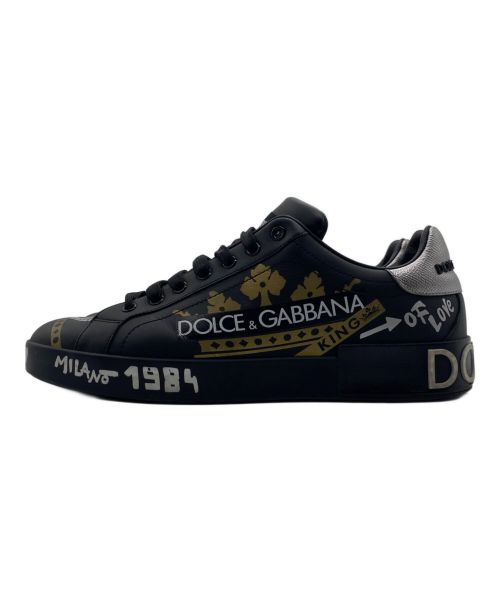 DOLCE & GABBANA（ドルチェ＆ガッバーナ）DOLCE & GABBANA (ドルチェ＆ガッバーナ) 1984 レザー ローカットスニーカー ブラック サイズ:8の古着・服飾アイテム