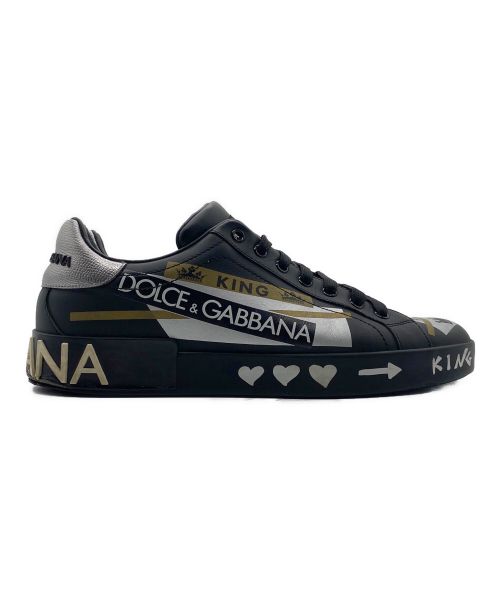 DOLCE & GABBANA（ドルチェ＆ガッバーナ）DOLCE & GABBANA (ドルチェ＆ガッバーナ) 1984 レザー ローカットスニーカー ブラック サイズ:8の古着・服飾アイテム