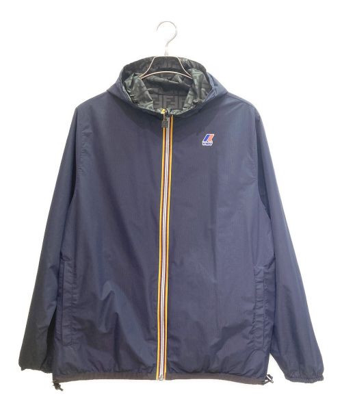 FENDI（フェンディ）FENDI (フェンディ) K-WAY (ケイウェイ) FFロゴ ズッカ柄 リバーシブル ナイロンジャケット ブラック サイズ:Mの古着・服飾アイテム