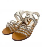 CHANELシャネル）の古着「Chanel Flat Sandals チェーン ストラップ ウェッジソールサンダル」｜ホワイト×タン