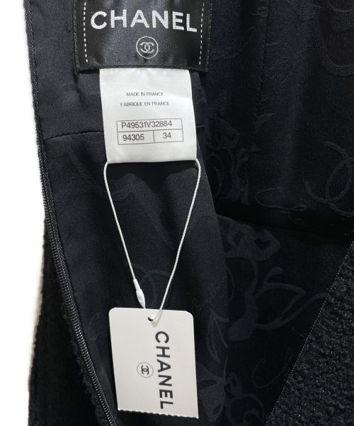 CHANEL（シャネル）CHANEL (シャネル) スターココマークボタンツイードワンピース ブラック サイズ:34の古着・服飾アイテム
