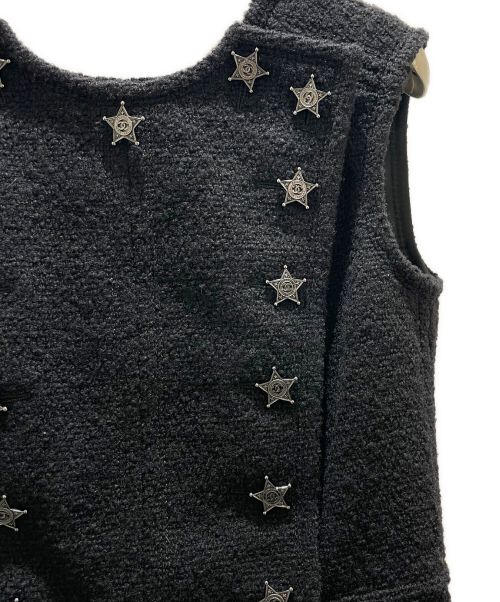 CHANEL（シャネル）CHANEL (シャネル) スターココマークボタンツイードワンピース ブラック サイズ:34の古着・服飾アイテム