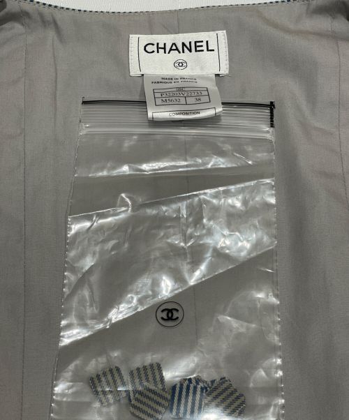 CHANEL（シャネル）CHANEL (シャネル) ストライプフリルジレベスト ブルー×グレー サイズ:38の古着・服飾アイテム