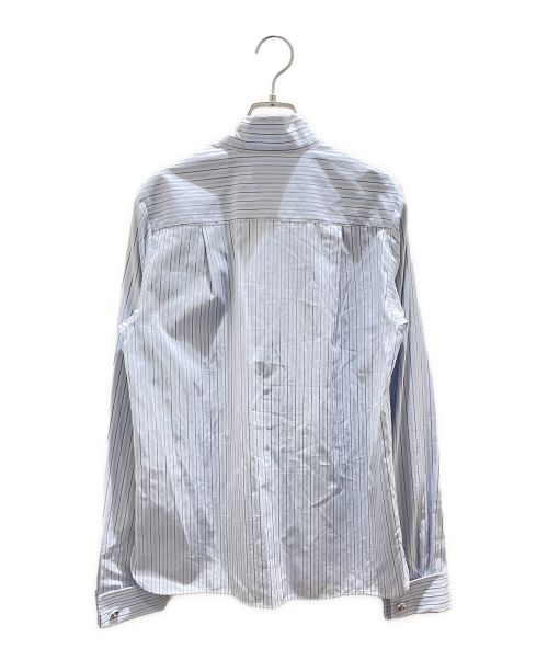 CHANEL（シャネル）CHANEL (シャネル) 比翼ストライプカフスボタンシャツ ブルー×ホワイト サイズ:36の古着・服飾アイテム
