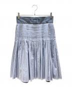CHANELシャネル）の古着「ストライプ プリーツ フレア スカート」｜ブルー×ホワイト