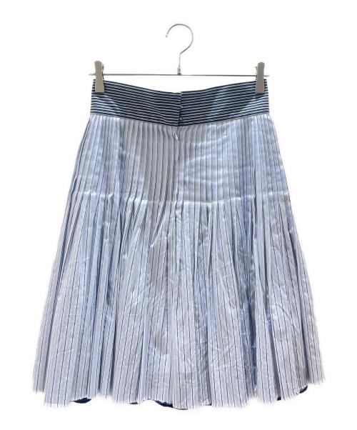 CHANEL（シャネル）CHANEL (シャネル) ストライプ プリーツ フレア スカート ブルー×ホワイト サイズ:38の古着・服飾アイテム