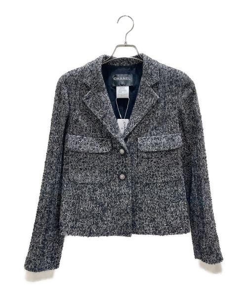 CHANEL（シャネル）CHANEL (シャネル) カフスレイヤードツイードセットアアップ グレー サイズ:34/38の古着・服飾アイテム