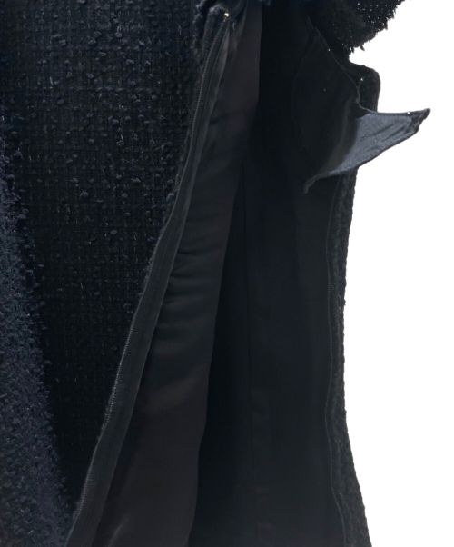 CHANEL（シャネル）CHANEL (シャネル) サイドジップフリルカラーツイードブラウス ブラック サイズ:36の古着・服飾アイテム