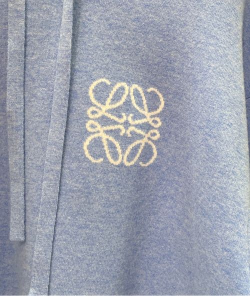 LOEWE（ロエベ）LOEWE (ロエベ) アナグラム ニットパーカー スカイブルー サイズ:Mの古着・服飾アイテム