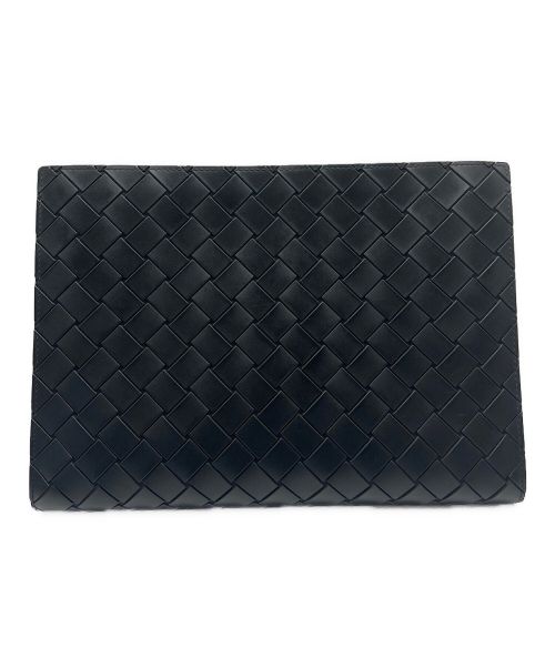 BOTTEGA VENETA（ボッテガベネタ）BOTTEGA VENETA (ボッテガベネタ) テックラバー イントレチャート ポーチ ブラック サイズ:20cm×28cmの古着・服飾アイテム