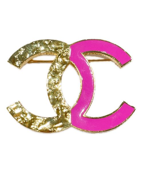 CHANEL（シャネル）CHANEL (シャネル) バイカラー ココマーク ロゴブローチ ピンク×ゴールド サイズ:-の古着・服飾アイテム