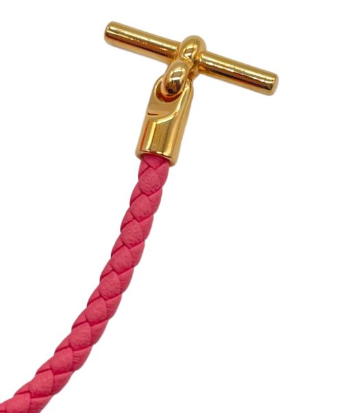 HERMES（エルメス）HERMES (エルメス) レザーブレスレット 《グレナン》 ドゥブルトゥール ピンクの古着・服飾アイテム