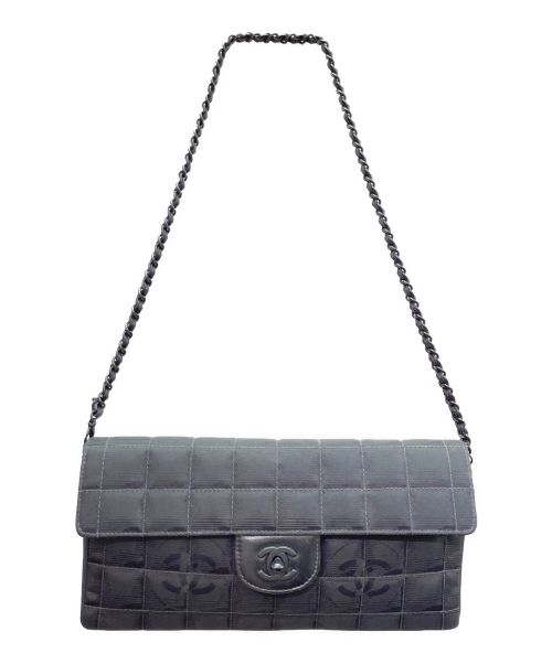CHANEL（シャネル）CHANEL (シャネル) ニュートラベルライン シングルフラップ チェーンショルダーバッグ ブラック サイズ:26の古着・服飾アイテム