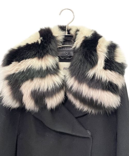 FENDI（フェンディ）FENDI (フェンディ) フォックスファー ドルマンスリーブ ショートコート ブラック サイズ:40の古着・服飾アイテム