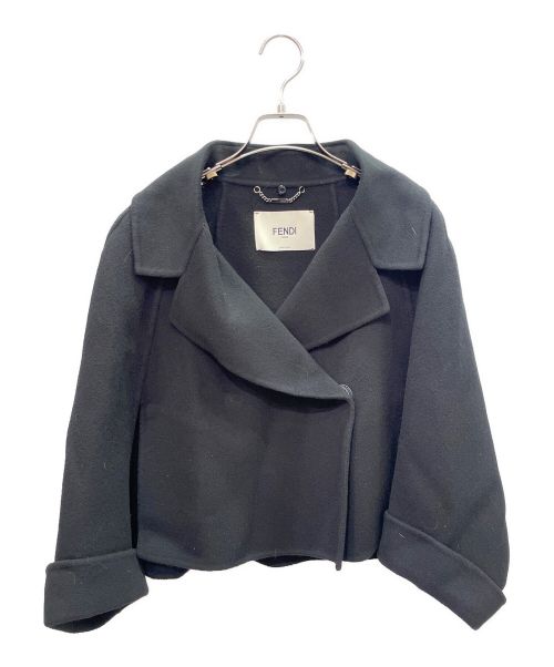 FENDI（フェンディ）FENDI (フェンディ) フォックスファー ドルマンスリーブ ショートコート ブラック サイズ:40の古着・服飾アイテム