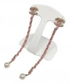 CHANELシャネル）の古着「ココマーク スイング チェーン ピアス」｜ピンク