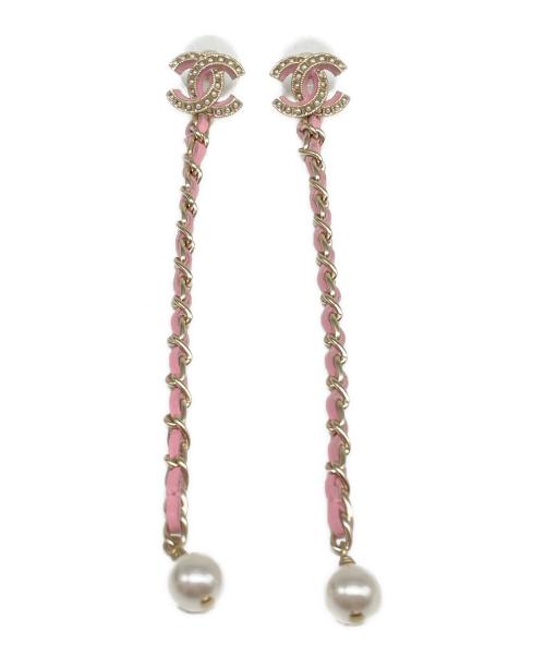 CHANEL（シャネル）CHANEL (シャネル) ココマーク スイング チェーン ピアス ピンクの古着・服飾アイテム