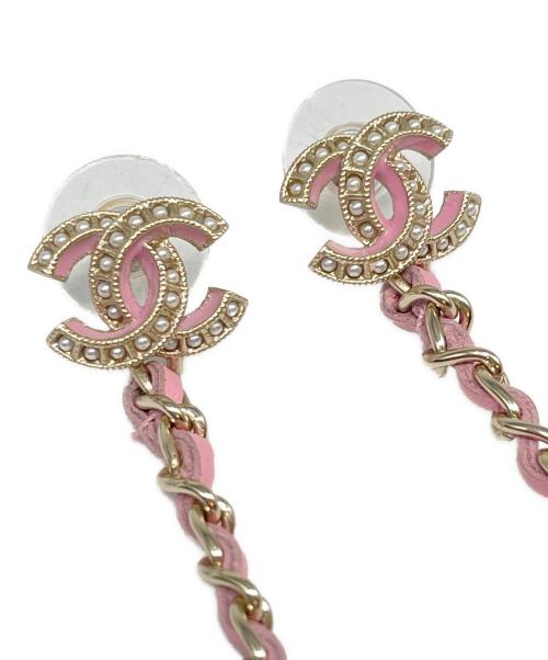 CHANEL（シャネル）CHANEL (シャネル) ココマーク スイング チェーン ピアス ピンクの古着・服飾アイテム