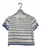 HERMESエルメス）の古着「マルジェラ期 半袖ボ－ダーカットソー」｜ホワイト×パープル