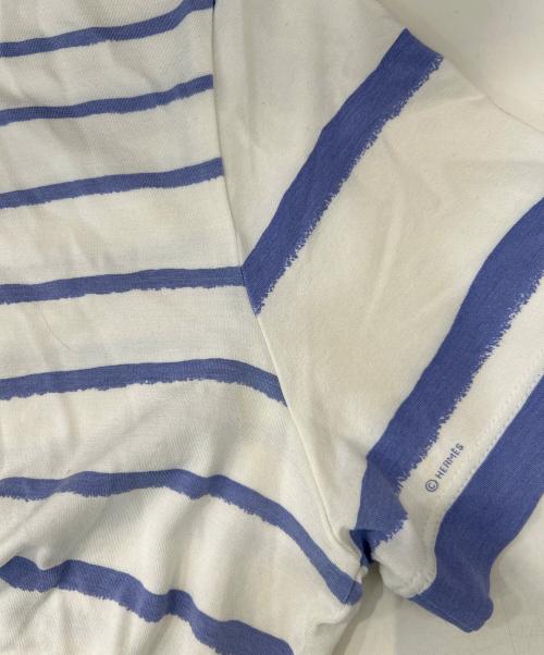 HERMES（エルメス）HERMES (エルメス) マルジェラ期 半袖ボ－ダーカットソー ホワイト×パープル サイズ:SMの古着・服飾アイテム