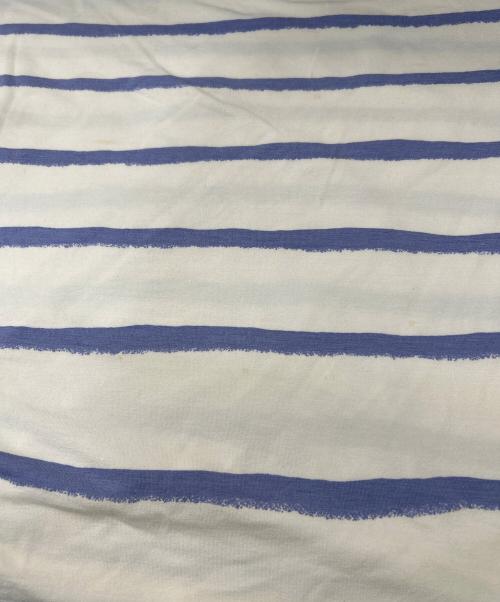 HERMES（エルメス）HERMES (エルメス) マルジェラ期 半袖ボ－ダーカットソー ホワイト×パープル サイズ:SMの古着・服飾アイテム