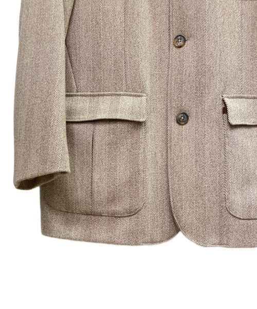 LORO PIANA（ロロピアーナ）LORO PIANA (ロロピアーナ) カシミヤ ヘリンボーン コート SRORM SYSTEM ライトグレー×ブラウン サイズ:Lの古着・服飾アイテム