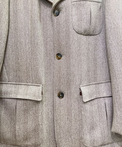 LORO PIANA（ロロピアーナ）LORO PIANA (ロロピアーナ) カシミヤ ヘリンボーン コート SRORM SYSTEM ライトグレー×ブラウン サイズ:Lの古着・服飾アイテム