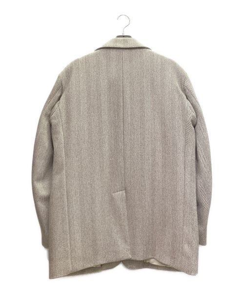 LORO PIANA（ロロピアーナ）LORO PIANA (ロロピアーナ) カシミヤ ヘリンボーン コート SRORM SYSTEM ライトグレー×ブラウン サイズ:Lの古着・服飾アイテム
