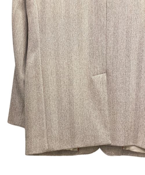 LORO PIANA（ロロピアーナ）LORO PIANA (ロロピアーナ) カシミヤ ヘリンボーン コート SRORM SYSTEM ライトグレー×ブラウン サイズ:Lの古着・服飾アイテム