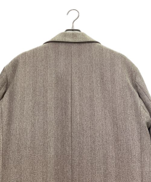 LORO PIANA（ロロピアーナ）LORO PIANA (ロロピアーナ) カシミヤ ヘリンボーン コート SRORM SYSTEM ライトグレー×ブラウン サイズ:Lの古着・服飾アイテム