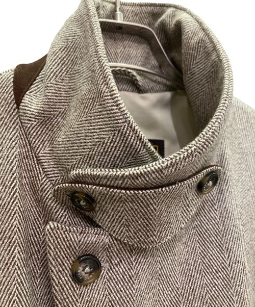 LORO PIANA（ロロピアーナ）LORO PIANA (ロロピアーナ) カシミヤ ヘリンボーン コート SRORM SYSTEM ライトグレー×ブラウン サイズ:Lの古着・服飾アイテム