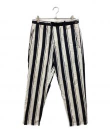 Whitesand（ホワイトサンド）の古着「ストライプコットンイージーパンツ」｜ホワイト×ブラック