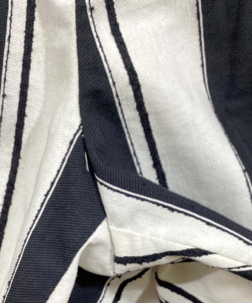 Whitesand（ホワイトサンド）Whitesand (ホワイトサンド) ストライプコットンイージーパンツ ホワイト×ブラック サイズ:48の古着・服飾アイテム