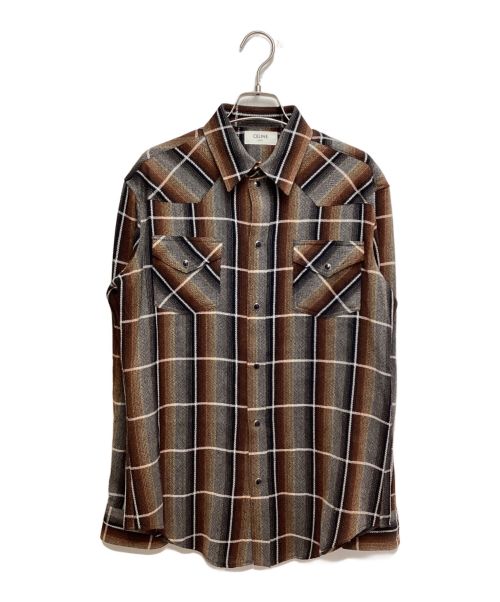 CELINE（セリーヌ）CELINE (セリーヌ) ドラッグストアカラーウエスタンシャツ ブラウン×グレー サイズ:38の古着・服飾アイテム