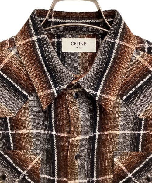 CELINE（セリーヌ）CELINE (セリーヌ) ドラッグストアカラーウエスタンシャツ ブラウン×グレー サイズ:38の古着・服飾アイテム