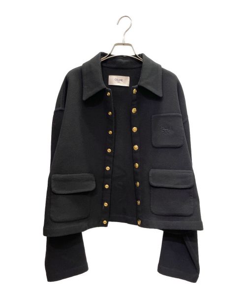 CELINE（セリーヌ）CELINE (セリーヌ) Classic SNAP BUTTONS CARDIGAN カシミヤ カーディガン ブラック サイズ:38の古着・服飾アイテム