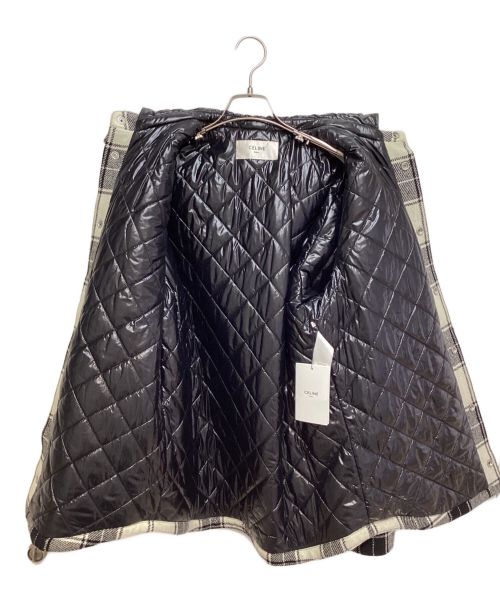 CELINE（セリーヌ）CELINE (セリーヌ) 21AW キルティングフランネルシャツフーデッドロゴブルゾン ブラック×ホワイト サイズ:44の古着・服飾アイテム