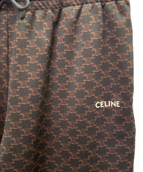 CELINE（セリーヌ）CELINE (セリーヌ) 23SS セリーヌバイ エディスリマン クラシック ロゴ トリンオフ 総柄 パンツ ブラウン サイズ:XLの古着・服飾アイテム