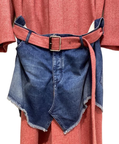 LOEWE（ロエベ）LOEWE (ロエベ) Denim Belted-Waist Coat（デニムベルテッドウエストコート） ピンク×インディゴ サイズ:SIZE50の古着・服飾アイテム