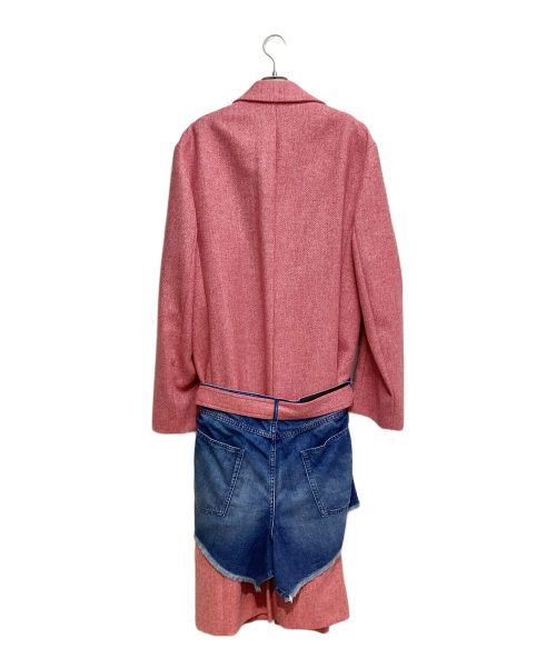 LOEWE（ロエベ）LOEWE (ロエベ) Denim Belted-Waist Coat（デニムベルテッドウエストコート） ピンク×インディゴ サイズ:SIZE50の古着・服飾アイテム