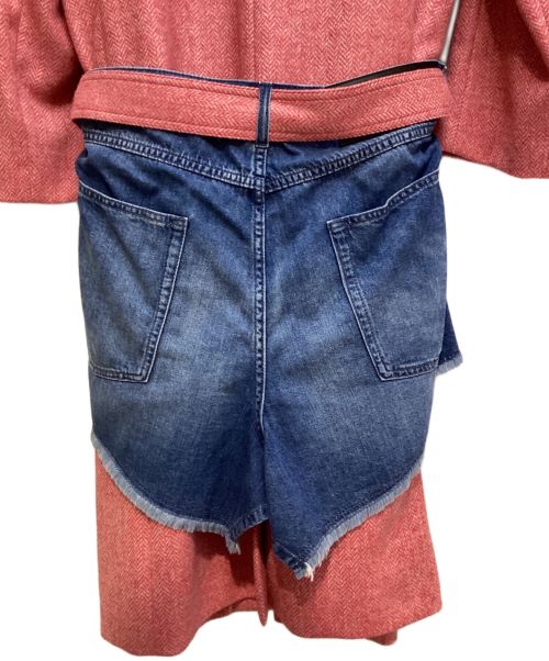 LOEWE（ロエベ）LOEWE (ロエベ) Denim Belted-Waist Coat（デニムベルテッドウエストコート） ピンク×インディゴ サイズ:SIZE50の古着・服飾アイテム