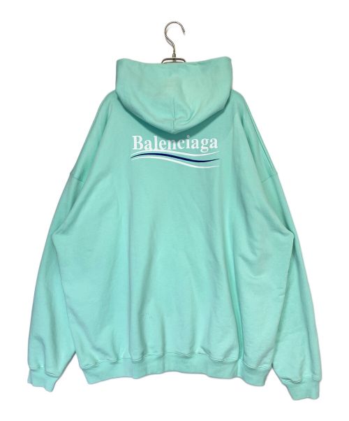 BALENCIAGA（バレンシアガ）BALENCIAGA (バレンシアガ) ロゴプルオーバーフーディ ターコイズ サイズ:Sの古着・服飾アイテム