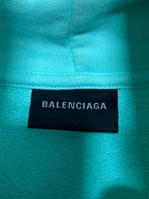 BALENCIAGA（バレンシアガ）BALENCIAGA (バレンシアガ) ロゴプルオーバーフーディ ターコイズ サイズ:Sの古着・服飾アイテム