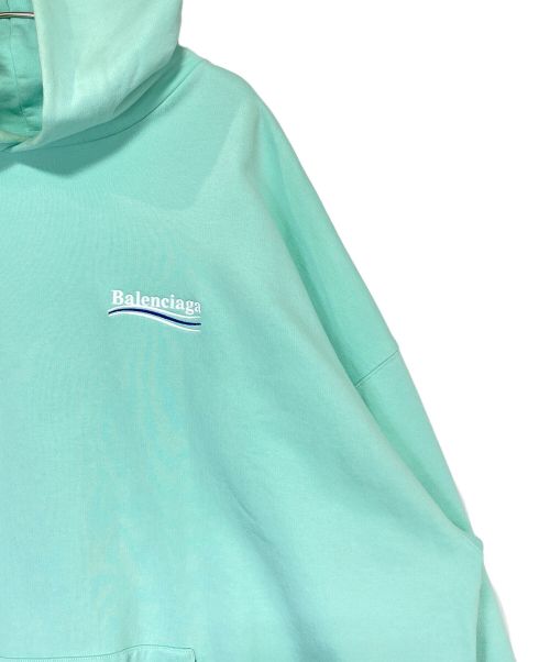 BALENCIAGA（バレンシアガ）BALENCIAGA (バレンシアガ) ロゴプルオーバーフーディ ターコイズ サイズ:Sの古着・服飾アイテム