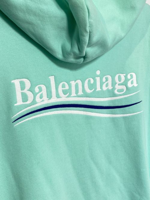 BALENCIAGA（バレンシアガ）BALENCIAGA (バレンシアガ) ロゴプルオーバーフーディ ターコイズ サイズ:Sの古着・服飾アイテム