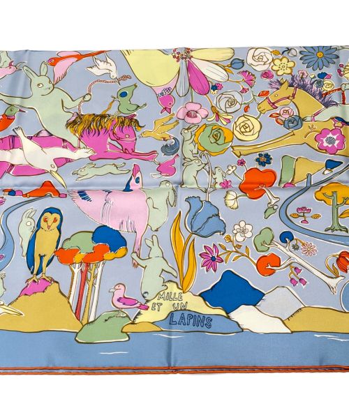 HERMES（エルメス）HERMES (エルメス) カレ 90 Mille et Un Lapins 千と一羽のうさぎ スカイブルー サイズ:90×90 未使用品の古着・服飾アイテム