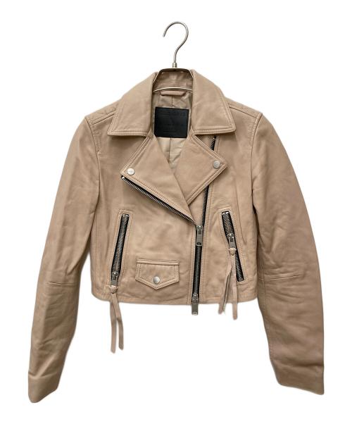 ALL SAINTS（オールセインツ）ALL SAINTS (オールセインツ) ラムレザーライダースジャケット WL190U ベージュ サイズ:160/74Aの古着・服飾アイテム