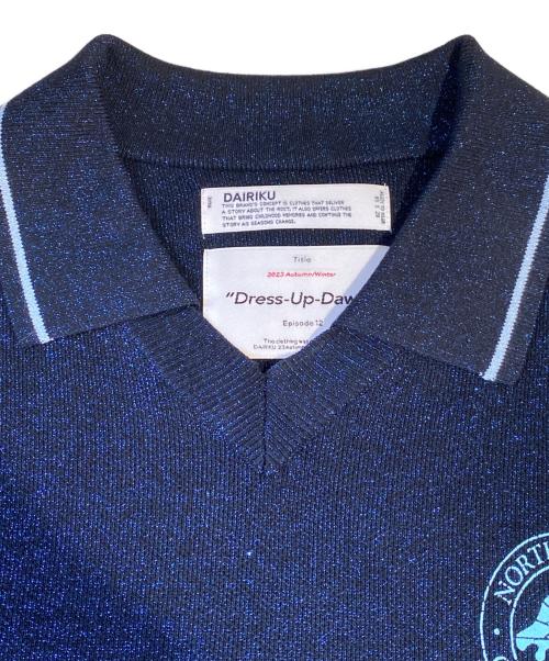 DAIRIKU（ダイリク）DAIRIKU (ダイリク) Lame Soccer Uniform Knit Pullover(ラメサッカーユニフォーム ニットプルオーバー) ネイビー サイズ:Lの古着・服飾アイテム