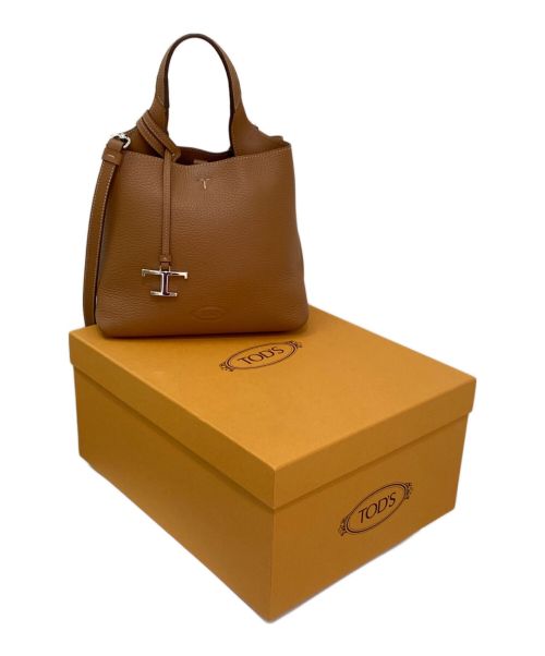 TOD'S（トッズ）TOD'S (トッズ) Tタイムレスミニレザーバッグ キャメルブラウンの古着・服飾アイテム